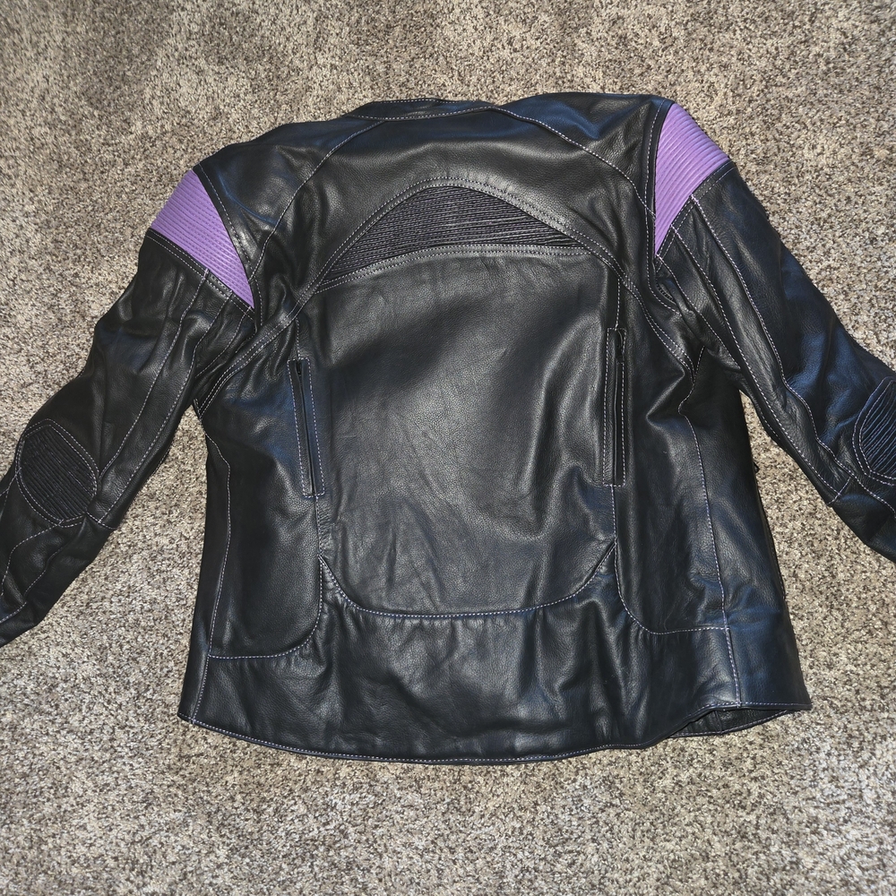 Elegant Black and Purple Leather Jacket for Women